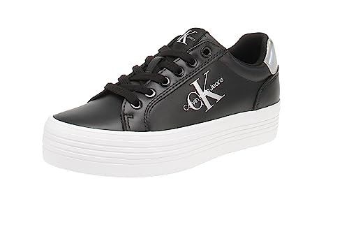 Calvin Klein Jeans Damen Vulcanized Sneaker Schuhe, Schwarz (Black/Silver), 36 von Calvin Klein Jeans