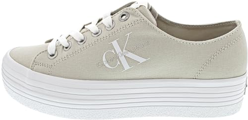 Calvin Klein Jeans Damen Vulcanized Sneaker Vulc Flatform Essential Mono Plateau, Beige (Eggshell/Bright White), 37 von Calvin Klein Jeans