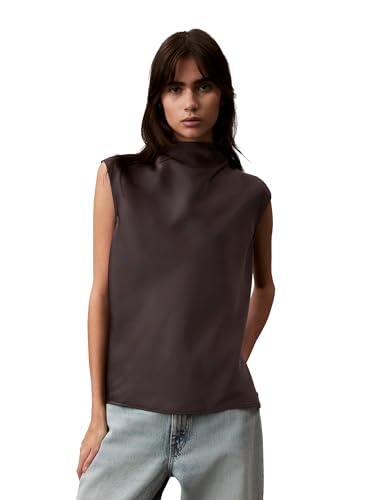 Calvin Klein Jeans Damenbluse aus Satin mit Wasserfallausschnitt, GRAU, Klein von Calvin Klein Jeans