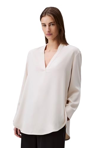 Calvin Klein Damenbluse mit V-Ausschnitt, pargament, Mittel von Calvin Klein Jeans