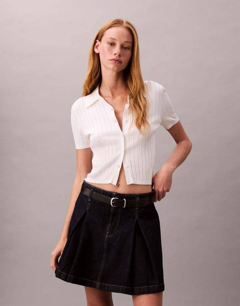 Calvin Klein Jeans - Denim-Faltenrock in indigoblauer Waschung-Marineblau von Calvin Klein Jeans