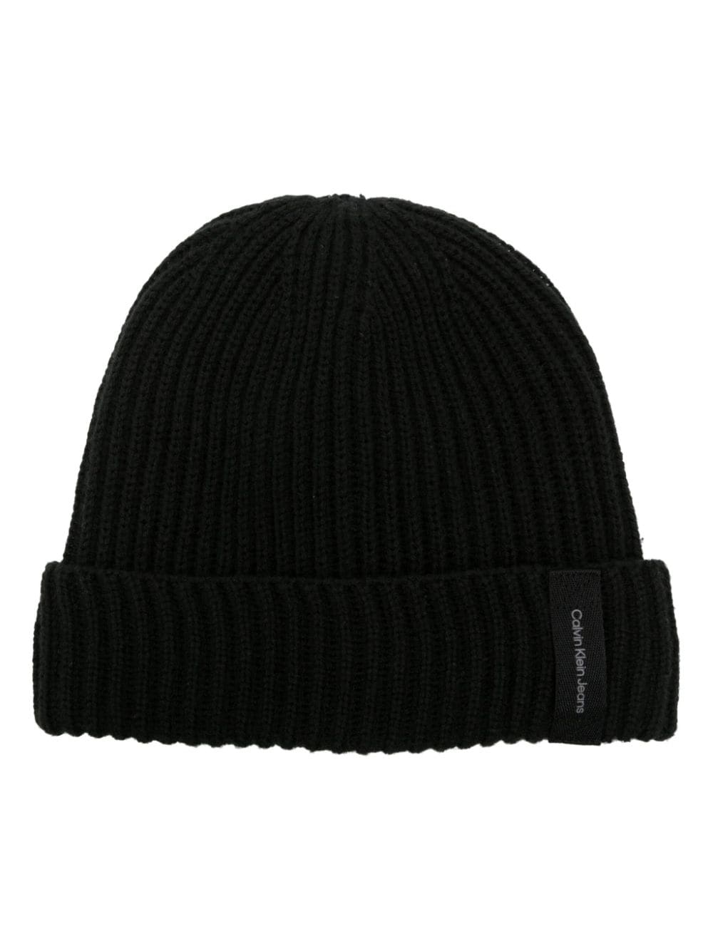 Calvin Klein Jeans Gerippte Beanie mit Logo-Patch - Schwarz von Calvin Klein Jeans