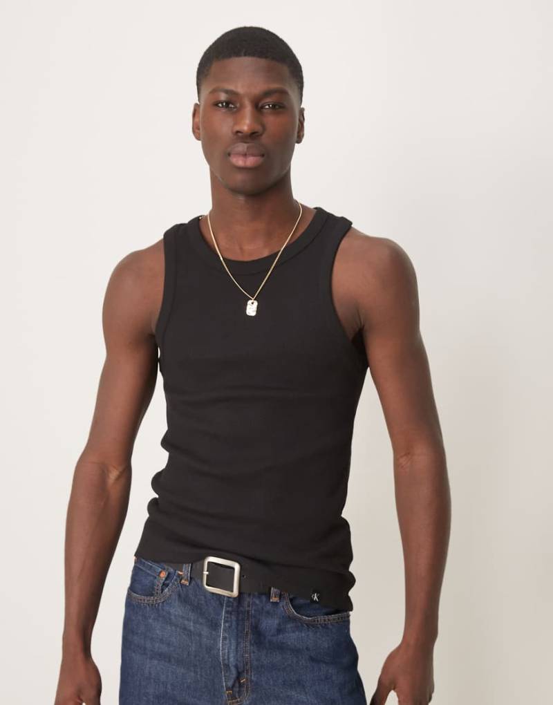 Calvin Klein Jeans - Geripptes Tanktop in Schwarz von Calvin Klein Jeans