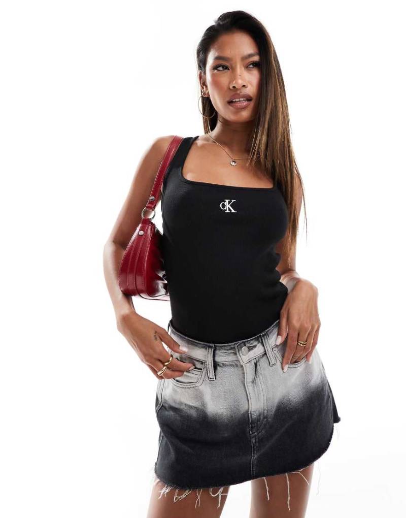 Calvin Klein Jeans - Geripptes Tanktop in Schwarz von Calvin Klein Jeans
