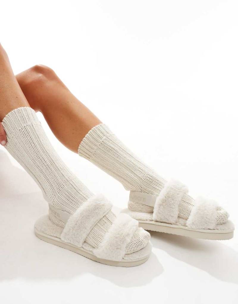 Calvin Klein Jeans - Hausschuhe in gebrochenem Weiß mit Kunstpelzriemen von Calvin Klein Jeans