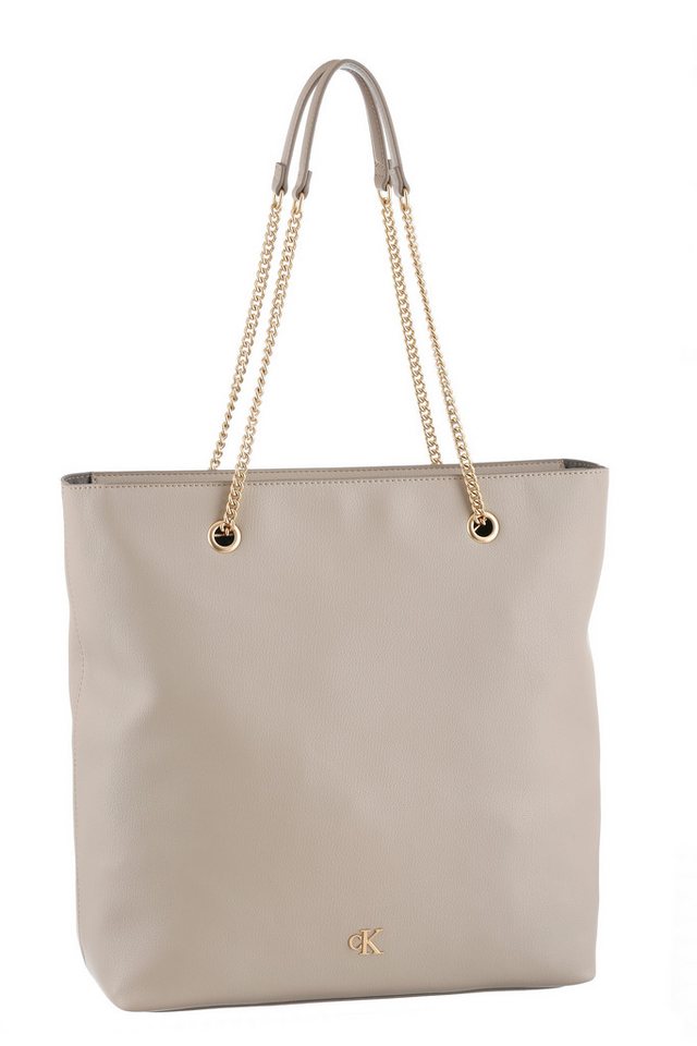 Calvin Klein Jeans Henkeltasche MINIMAL MONOGRAM CHAIN TOTE, Shopper, große Umhängetasche, Damen Schultertasche mit CK-Logo von Calvin Klein Jeans