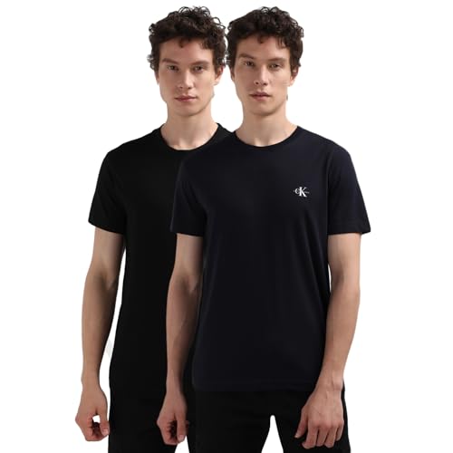 Calvin Klein Jeans Herren 2 Pack Monologo T-Shirt J30j320199 Kurzarm T-Shirts, Blau (Night Sky/Ck Black), S von Calvin Klein Jeans