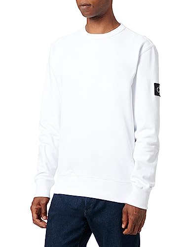 Calvin Klein Jeans Herren Badge Crew Neck J30J323426 Sweatshirts, Weiß (Bright White), L von Calvin Klein Jeans