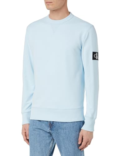 Calvin Klein Jeans Herren Sweatshirt Badge Crew Neck ohne Kapuze, Blau (Keepsake Blue), L von Calvin Klein Jeans