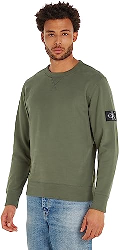 Calvin Klein Jeans Herren Badge Crew Neck J30J323426 Sweatshirts, Grün (Thyme), S von Calvin Klein Jeans