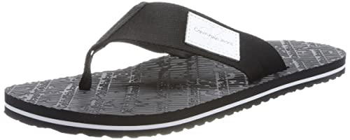 Calvin Klein Jeans Herren Flip Flops Beach Sandal Woven Patch Badeschuhe, Schwarz (Black), 44 von Calvin Klein Jeans