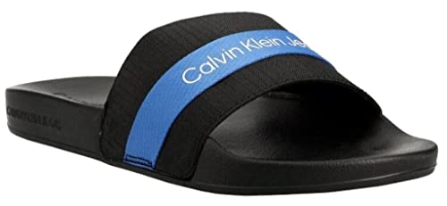 Calvin Klein Jeans Herren Badeschuhe Badelatschen, Schwarz (Black/Imperial Blu), 41 von Calvin Klein Jeans