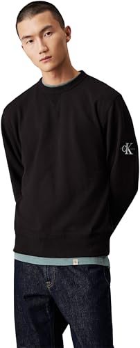 Calvin Klein Herren Sweatshirt Badge Crew Neck Rundhalsausschnitt, Schwarz (Ck Black), XXL von Calvin Klein