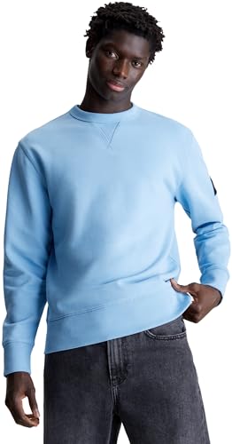 Calvin Klein Jeans Herren Sweatshirt Badge Crew Neck ohne Kapuze, Blau (Dusk Blue), L von Calvin Klein Jeans