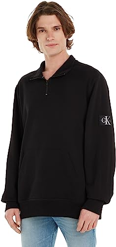 Calvin Klein Jeans Herren Badge Half Zip HWK J30J323428 Halber Reißverschluss, Schwarz (Ck Black), M von Calvin Klein Jeans