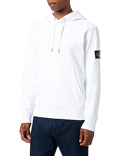 Calvin Klein Jeans Herren Badge J30J323430 Hoodies, Weiß (Bright White), L von Calvin Klein Jeans