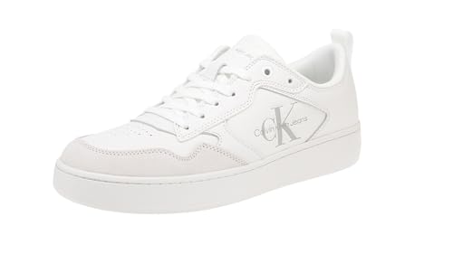 Calvin Klein Jeans Herren Sneaker Cupsole Low aus Leder, Weiß (Triple Bright White), 45 von Calvin Klein Jeans