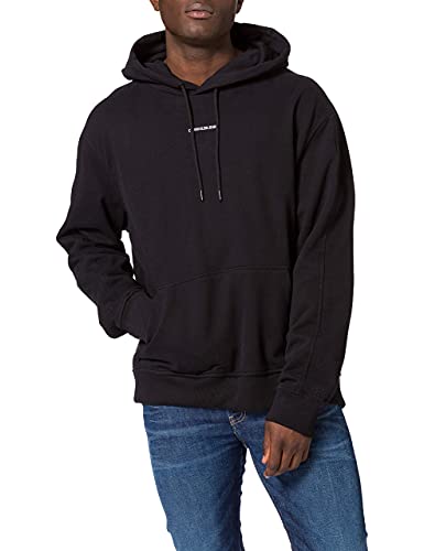 Calvin Klein Jeans Herren Branding Hoodie Kapuzenpullover mit Micro-Logo, Ck Schwarz, Small von Calvin Klein Jeans