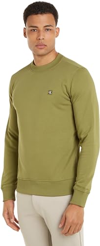 Calvin Klein Jeans Herren Sweatshirt Badge Crew Neck ohne Kapuze, Grün (Dark Juniper), XXS von Calvin Klein