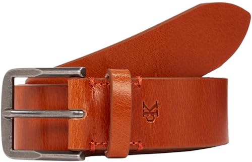 Calvin Klein Herren Gürtel Classic Flat aus Leder, Braun (Cognac), 120 cm von Calvin Klein