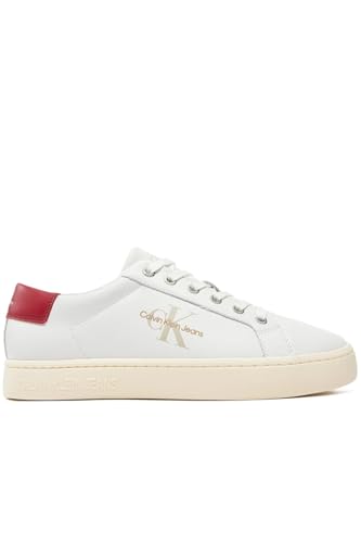 Calvin Klein Jeans Herren Cupsole Sneaker mit Logo, Weiß (Bright White/Creamy White/Garnet), 40 von Calvin Klein Jeans