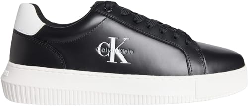 Calvin Klein Herren Cupsole Sneaker Chunky Mono aus Leder, Schwarz (Black/Bright White), 43 von Calvin Klein