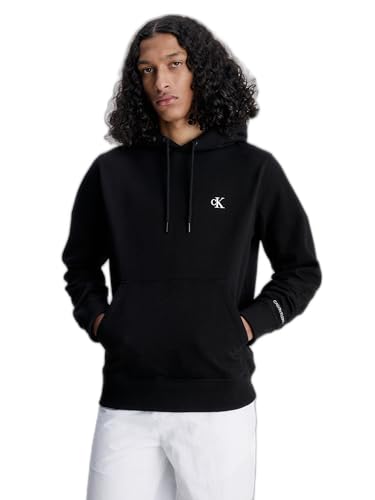 Calvin Klein Jeans Herren Sweatshirt Ck Essential mit Kapuze, Schwarz (Ck Black), S von Calvin Klein