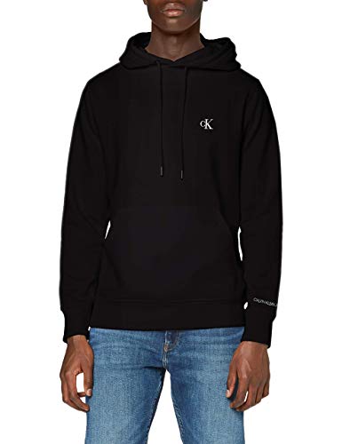 Calvin Klein Jeans Herren Sweatshirt Ck Essential mit Kapuze, Schwarz (Ck Black), XXL von Calvin Klein