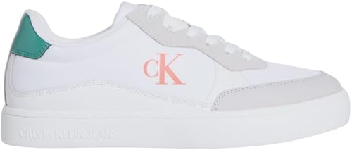 Calvin Klein Herren Classic Cupsole Mg Nylon Mix Ym0ym01304 Low Top, White (Bright White/Wild Green/Tigerilily), 40 EU von Calvin Klein