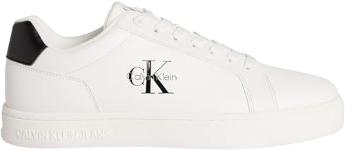 Calvin Klein Herren Cupsole Sneaker Classic Mono aus Leder, Weiß (Bright White/Black), 42 von Calvin Klein