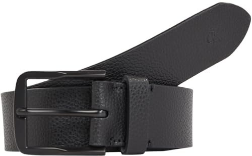 Calvin Klein Jeans Herren Gürtel Classic Flat aus Leder, Schwarz (Black/Black), 125 cm von Calvin Klein Jeans