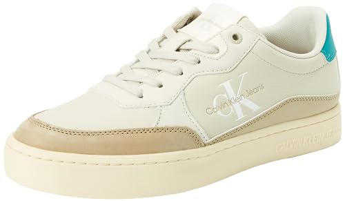 Calvin Klein Jeans Herren Sneaker aus Leder, Beige (Eggshell/Travertine/Fanfare), 43 von Calvin Klein Jeans