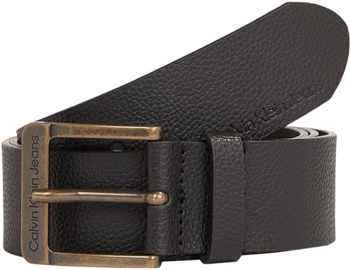 Calvin Klein Jeans Herren Gürtel Classic aus Leder, Schwarz (Black/Antique Brass), 130 cm von Calvin Klein Jeans