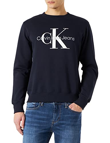 Calvin Klein Jeans Herren Sweatshirt Core Monologo ohne Kapuze, Blau (Night Sky), S von Calvin Klein Jeans