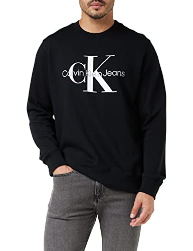 Calvin Klein Jeans Herren Sweatshirt Core Monologo ohne Kapuze, Schwarz (Ck Black), M von Calvin Klein Jeans