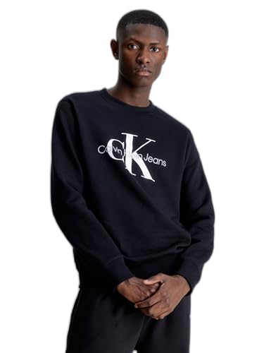 Calvin Klein Jeans Herren Sweatshirt Core Monologo ohne Kapuze, Schwarz (Ck Black), M von Calvin Klein Jeans