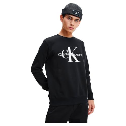 Calvin Klein Jeans Herren Sweatshirt Core Monologo ohne Kapuze, Schwarz (Ck Black), XXL von Calvin Klein