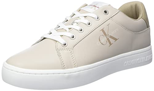 Calvin Klein Jeans Herren Cupsole Sneaker Classic Fluo Contrast Schuhe, Beige (Eggshell/Travertine/Merlot), 41 von Calvin Klein Jeans