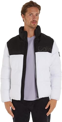 Calvin Klein Jeans Herren Daunenjacke Blocking Puffer Winterjacke, Weiß (Bright White), L von Calvin Klein Jeans