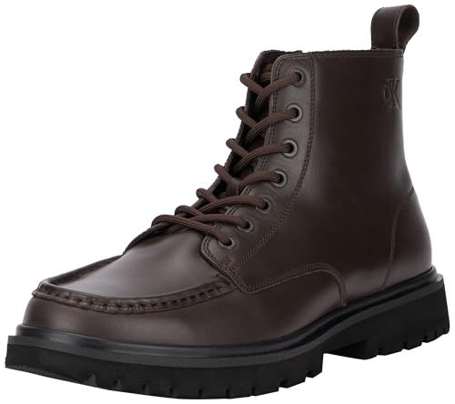 Calvin Klein Herren Mid Boot Stiefel Eva Laceup aus Leder, Braun (Dark Brown/Black), 43 von Calvin Klein