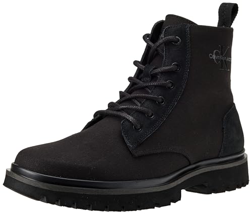 Calvin Klein Jeans Herren Mid Boot Stiefel Eva Boot Mid Laceup Mix Ml Sat Schnürung, Schwarz (Triple Black), 45 EU von Calvin Klein Jeans