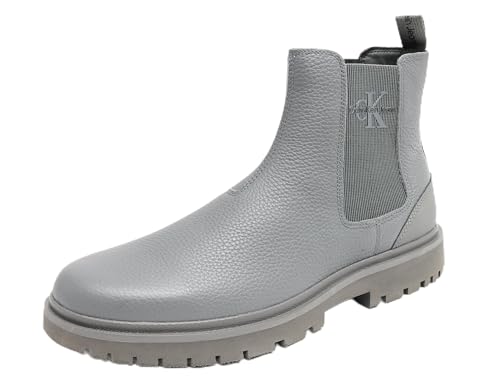 Calvin Klein Herren Chelsea Boots Eva Mid aus Leder, Grau (Charcoal Grey), 43 von Calvin Klein