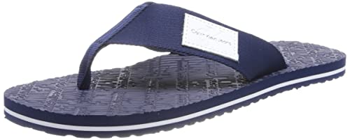 Calvin Klein Jeans Herren Flip Flops Beach Sandal Woven Patch Badeschuhe, Blau (Rich Navy), 41 von Calvin Klein Jeans