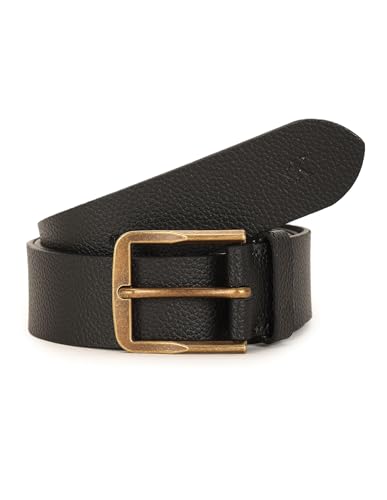 Calvin Klein Jeans Herren Gürtel Classic Flat Belt aus Leder, Schwarz (Black/Antique Brass), 100 cm von Calvin Klein