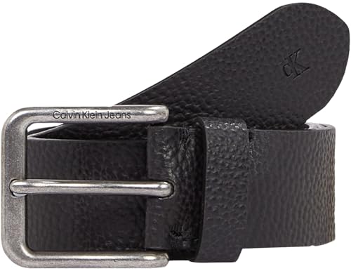 Calvin Klein Jeans Herren Gürtel Classic Leather Belt Eckige Schnalle aus Leder, Schwarz (Black), 135 cm von Calvin Klein
