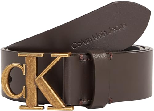 Calvin Klein Jeans Herren Gürtel Mono Plaque Belt aus Leder, Braun (Bitter Brown), 105 cm von Calvin Klein Jeans