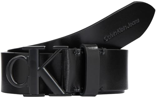 Calvin Klein Jeans Herren Gürtel Mono Plaque Belt aus Leder, Schwarz (Black), 90 cm von Calvin Klein Jeans