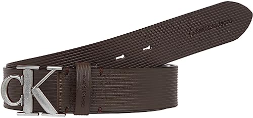 Calvin Klein Jeans Herren Gürtel Round Mono 3,5 cm Ledergürtel, Braun (Bitter Brown), 95 von Calvin Klein