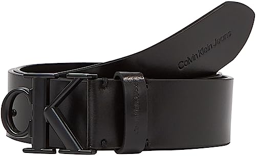 Calvin Klein Jeans Herren Gürtel Round Mono 3,5 cm Ledergürtel, Schwarz (Black), 125 von Calvin Klein Jeans