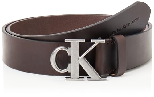 Calvin Klein Jeans Herren Gürtel Round Mono Plaque Leather Belt aus Leder, Braun (Bitter Brown), 95 cm von Calvin Klein